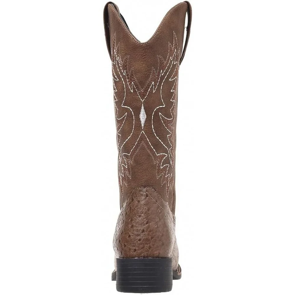 Women Brown Western Cowboy Boots for Mid Calf Cowgirl Boot Snip Toe Chunky Heel